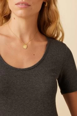 Itana Dream Rib Tee - Anthracite 7 Itana Dream Rib Tee - Anthracite -Vibe Wardrobe Shop 0018 SS Itana Anthracite 4