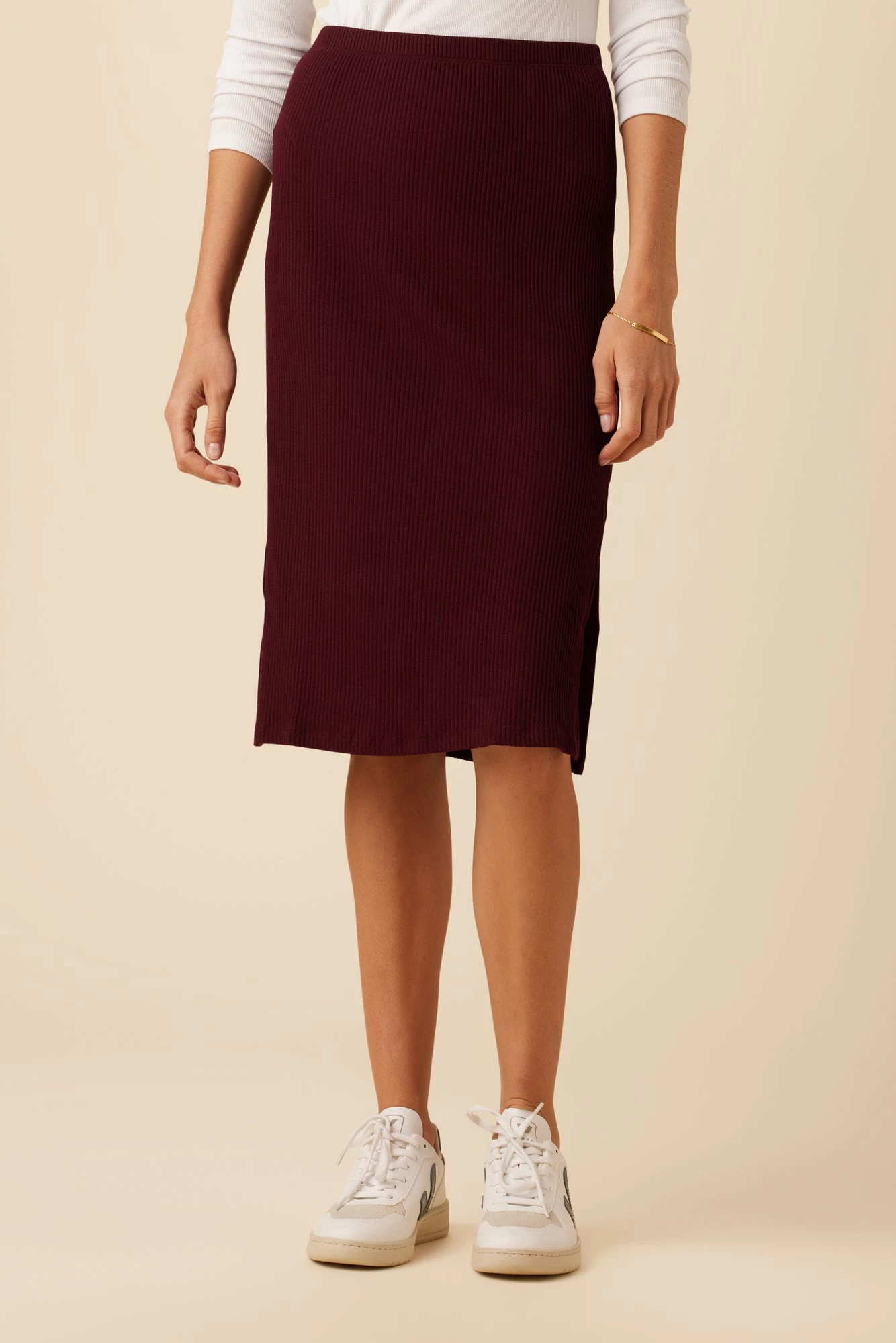Vindy Paris Rib Skirt - Plum Ora Stripe 3 Vindy Paris Rib Skirt - Plum Ora Stripe - Image 3