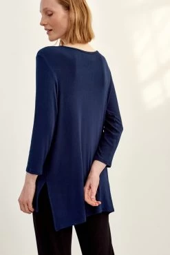 Celine 3/4 Sleeve Dream Rib Tee - Ocean -Vibe Wardrobe Shop 0069 Celine Navy 1874 web 6f117c86 7437 4852 bf56 0625bb7ee95a