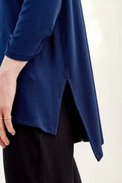 Celine 3/4 Sleeve Dream Rib Tee - Ocean -Vibe Wardrobe Shop 0069 Celine Navy 1881 web 88c5be67 c4a0 4647 abd2 20792f9c92b8