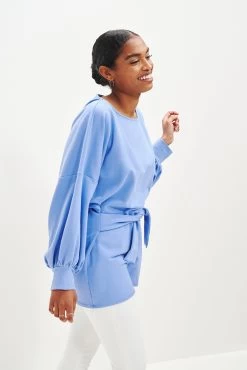 Fleur Reverie Terry Sweatshirt - Sky -Vibe Wardrobe Shop 0076 Nour Zero Waste Sweatshirt Sky 2188 web 95f135f8 adfb 4455 bd87 51fa22324887