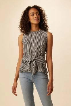 Aurora Washable Silk Top - Ink Stripe