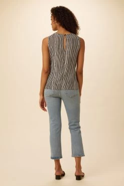 Aurora Washable Silk Top - Ink Stripe -Vibe Wardrobe Shop 0161 Aurora Silk Ink Stripe 3