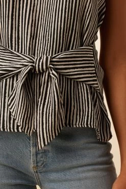 Aurora Washable Silk Top - Ink Stripe -Vibe Wardrobe Shop 0161 Aurora Silk Ink Stripe 4