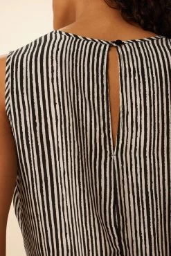 Aurora Washable Silk Top - Ink Stripe -Vibe Wardrobe Shop 0161 Aurora Silk Ink Stripe 5