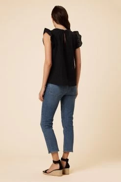 Katia Cotton Eyelet Blouse - Black -Vibe Wardrobe Shop 0179 Katia Eyelet Black 3