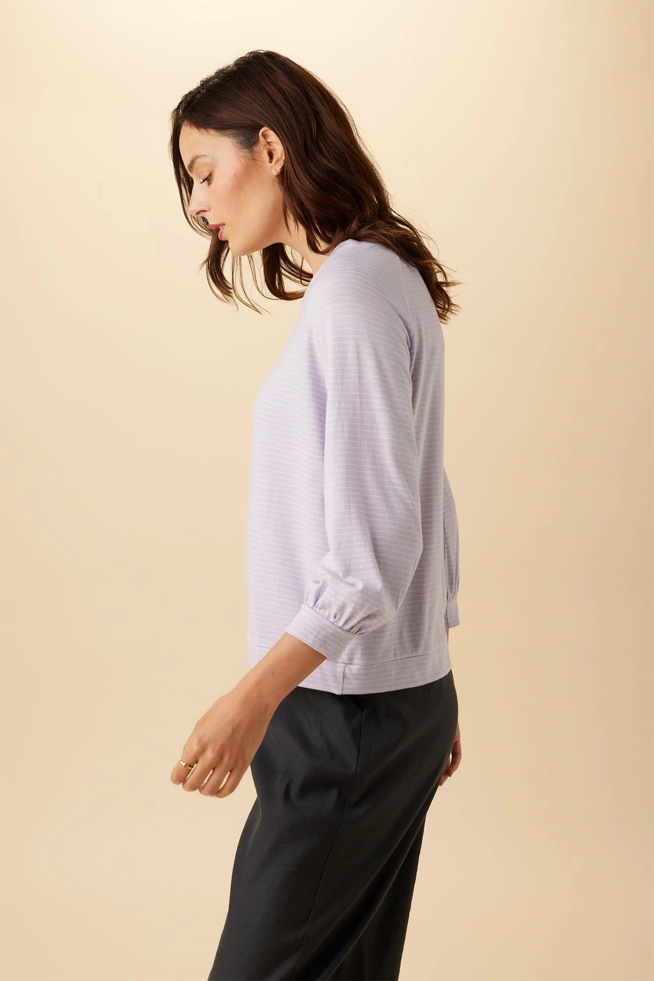 Issa Reverie Slub Tee - Lavender White Stripe 2 Issa Reverie Slub Tee - Lavender White Stripe - Image 2