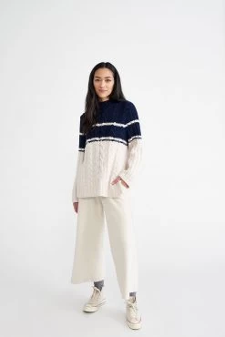 Sena Wool Sweater - Ivory Navy Stripe -Vibe Wardrobe Shop 0214 Sena Ivory Navy Stripe 0520 web