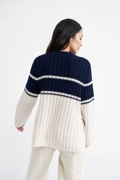 Sena Wool Sweater - Ivory Navy Stripe -Vibe Wardrobe Shop 0214 Sena Ivory Navy Stripe 0587 web