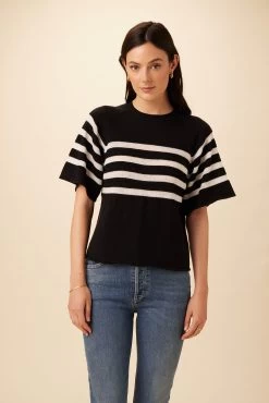 Bonet Organic Cotton Top - Black And Ivory Stripe