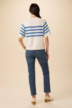 Bonet Organic Cotton Top - Ivory And Blue Stripe 6 Bonet Organic Cotton Top - Ivory And Blue Stripe -Vibe Wardrobe Shop 0234 Bonet Sweater Sky Ivory Stripe 3