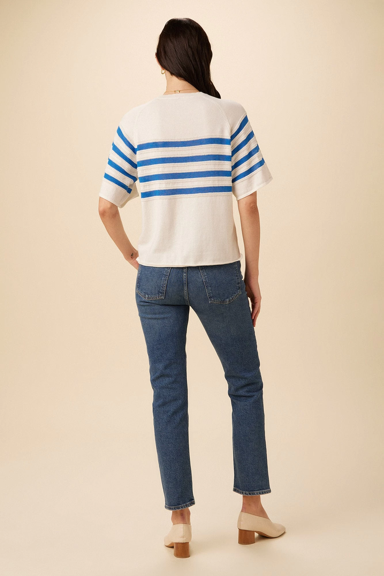 Bonet Organic Cotton Top - Ivory And Blue Stripe 3 Bonet Organic Cotton Top - Ivory And Blue Stripe - Image 3