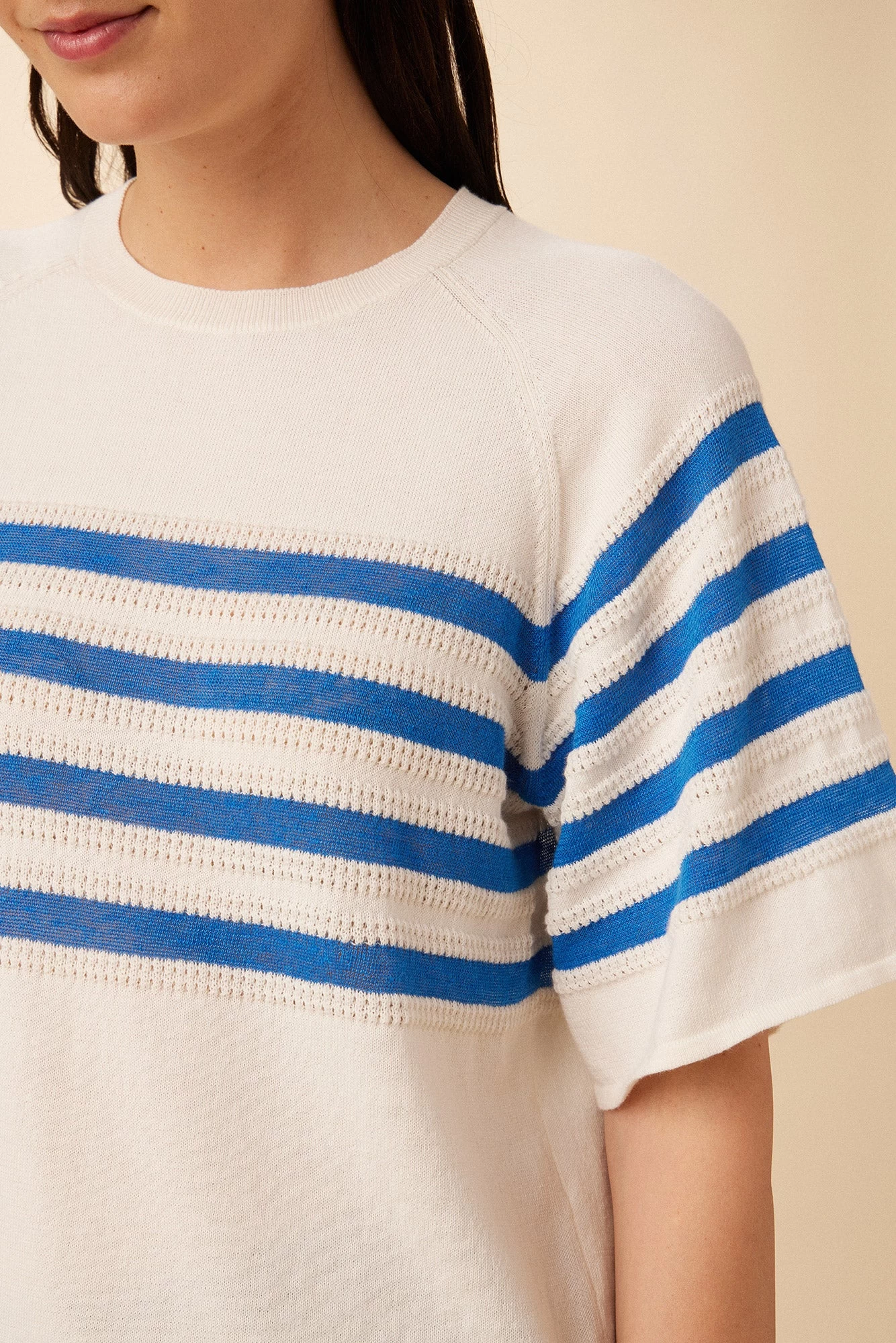Bonet Organic Cotton Top - Ivory And Blue Stripe 4 Bonet Organic Cotton Top - Ivory And Blue Stripe - Image 4