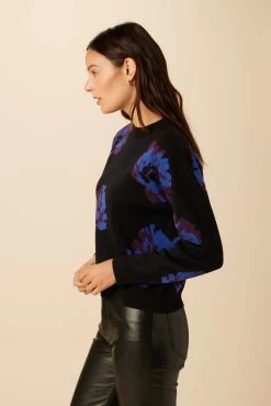 Bloom Organic Cotton Sweater - Blue Purple Multi Floral -Vibe Wardrobe Shop 02 0667 Bloom Blue Purple Multi Floral 2