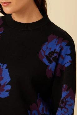 Bloom Organic Cotton Sweater - Blue Purple Multi Floral -Vibe Wardrobe Shop 02 0667 Bloom Blue Purple Multi Floral 4