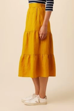 Jill Linen Skirt - Sunflower -Vibe Wardrobe Shop 0404 Jill Sunflower 2