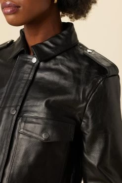 Deadwood Bella Cropped Leather Jacket - Black -Vibe Wardrobe Shop 04 Deadwood Bella Jacket 4