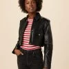 Deadwood Bella Cropped Leather Jacket - Black