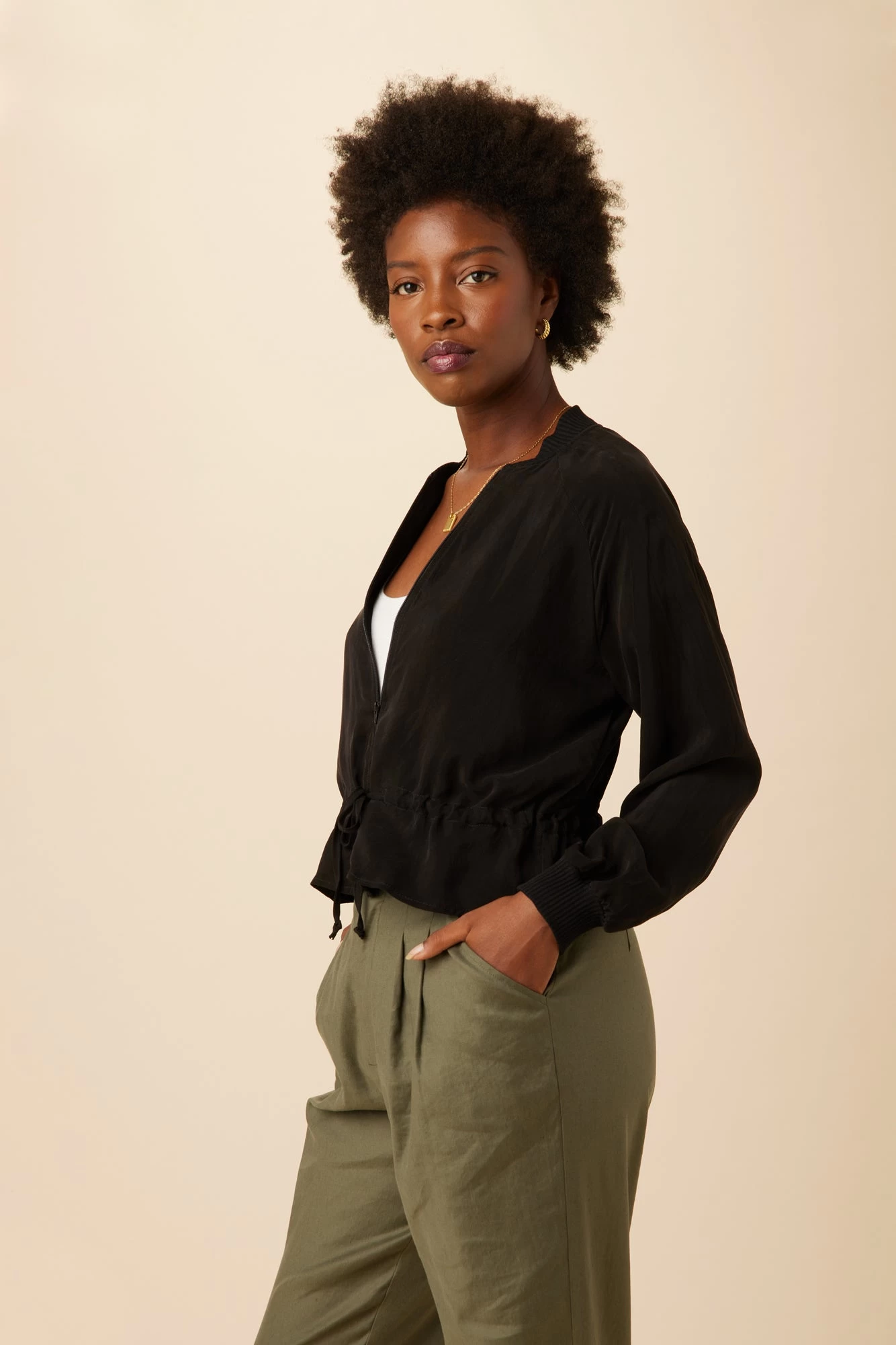 Roux Mixed Cupro Jacket - Black 3 Roux Mixed Cupro Jacket - Black - Image 3