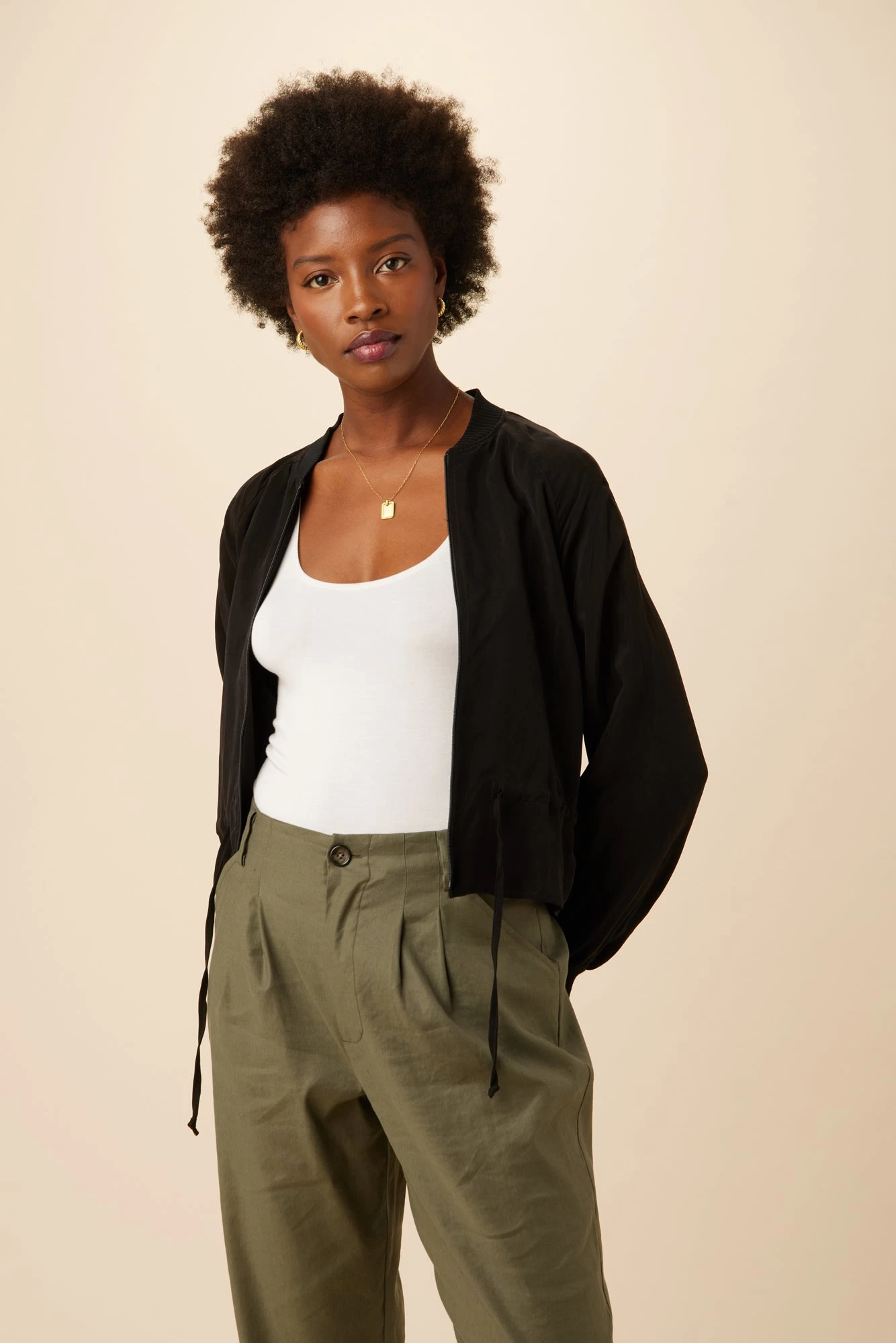 Roux Mixed Cupro Jacket - Black 1 Roux Mixed Cupro Jacket - Black