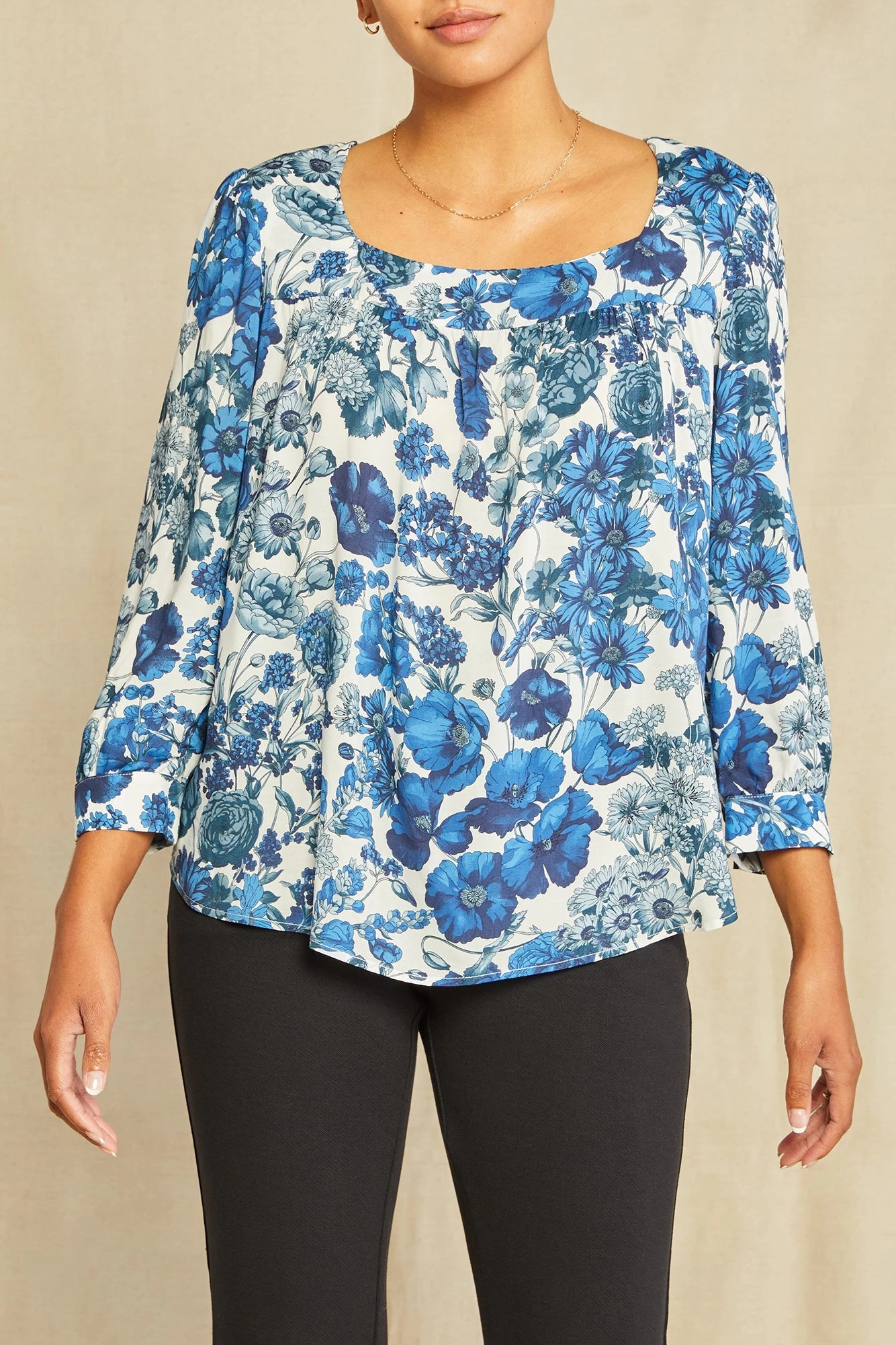 Eusalia Ecovero Blouse - Elsinore Blue 1 Eusalia Ecovero Blouse - Elsinore Blue