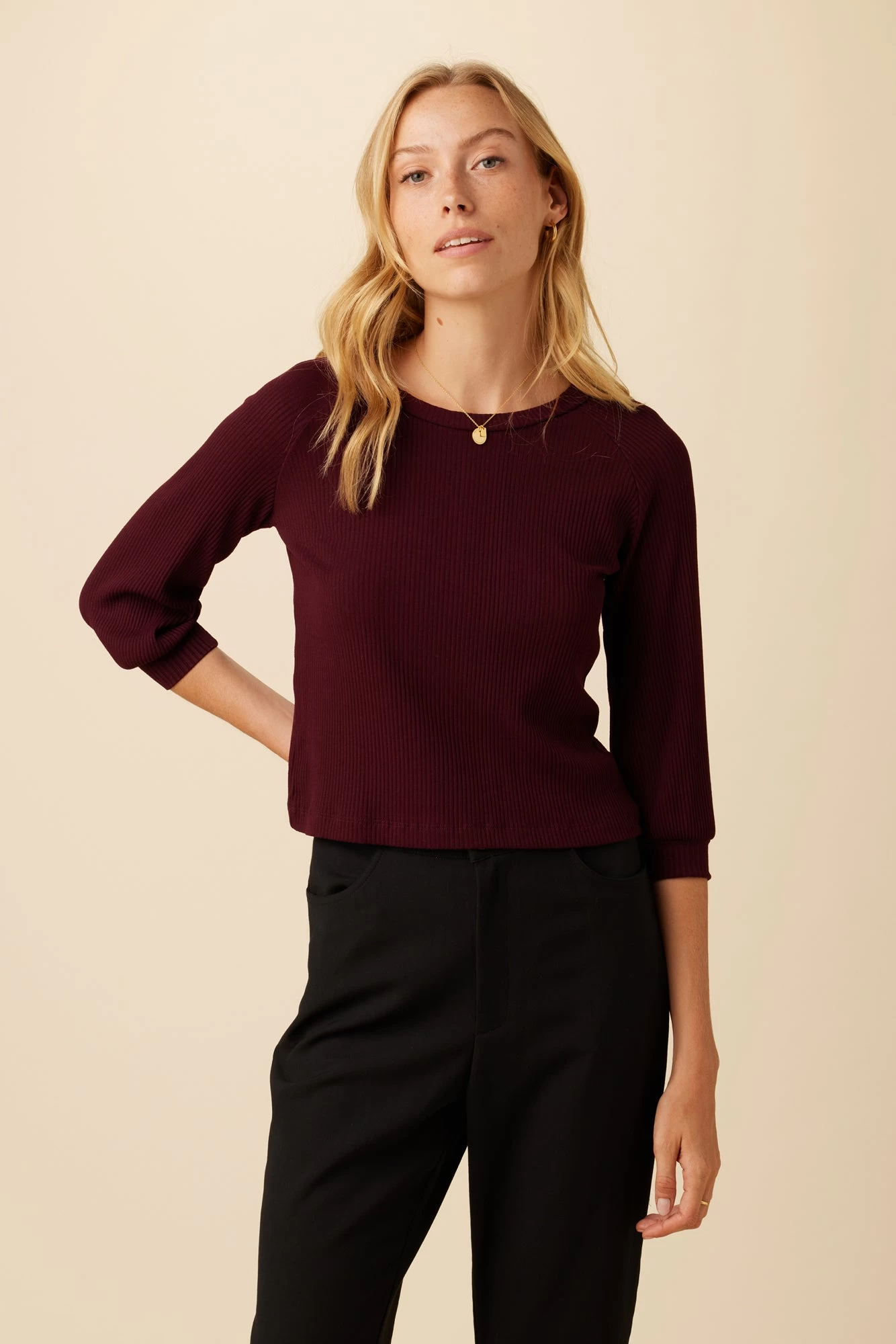 Dia Paris Rib Top - Plum 1 Dia Paris Rib Top - Plum
