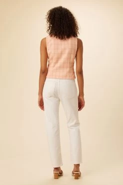 Kinsley Upcycled Top - Pink Peach Plaid -Vibe Wardrobe Shop 0531 Kinsley Pink Peach Plaid 3