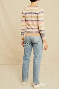 Angelina Organic Cotton Sweater - Multi Stripe -Vibe Wardrobe Shop 0552 Angelina Stripe 0454 web