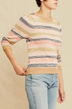 Angelina Organic Cotton Sweater - Multi Stripe -Vibe Wardrobe Shop 0552 Angelina Stripe 0495 web
