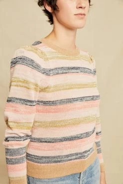 Angelina Organic Cotton Sweater - Multi Stripe -Vibe Wardrobe Shop 0552 Angelina Stripe 0540 web
