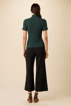 Fiona Paris Rib Turtleneck Top - Darkest Spruce -Vibe Wardrobe Shop 0597R1 Fiona Darkest Spruce 3