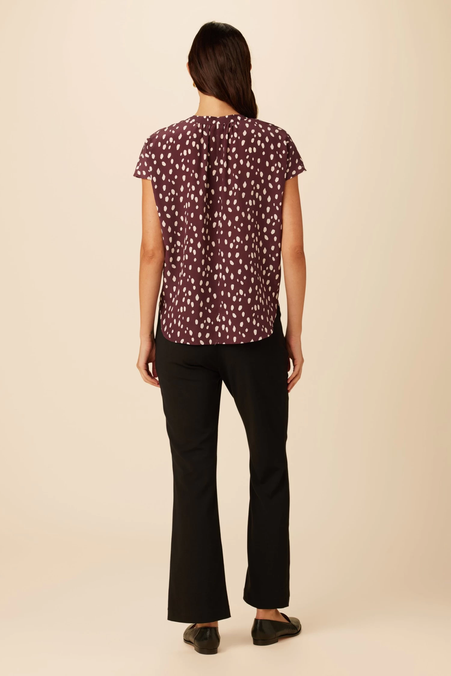 Renata Washable Silk Blouse - Pebble Dot Plum 3 Renata Washable Silk Blouse - Pebble Dot Plum - Image 3