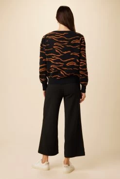 Tessa Organic Cotton Cardigan - Black And Rust -Vibe Wardrobe Shop 0619 Tessa Black Rust 3