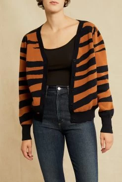 Tessa Organic Cotton Cardigan - Rust Black