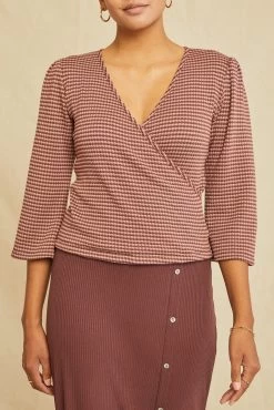 Nina Scallop Knit Top - Maple Quartz Stripe