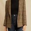 Pippa Wool Blazer - Brown And Teal Plaid