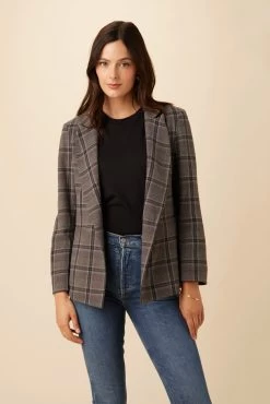 Pippa Upcycled Wool Blazer - Purple Plaid