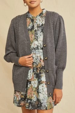 Oui Wool Cardigan - Dark Grey