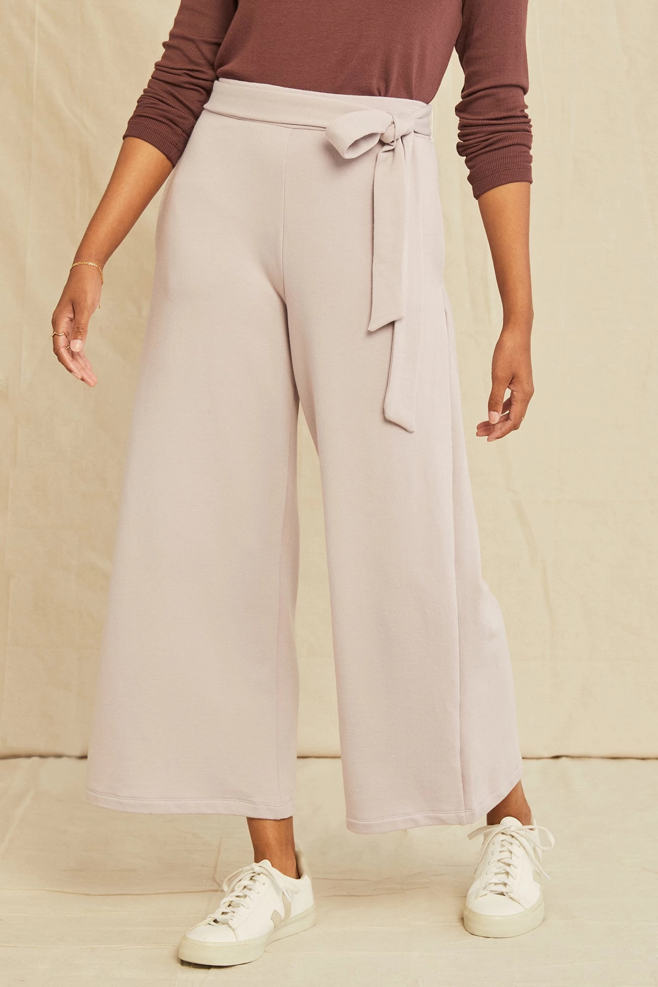 Eugenia Tie Waist Luxe Fleece Pants - Dawn 1 Eugenia Tie Waist Luxe Fleece Pants - Dawn