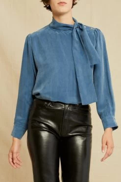 Olivet Cottonseed Cupro Blouse - Azure