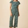 Lucia Washable Silk Jumpsuit - Green Palm