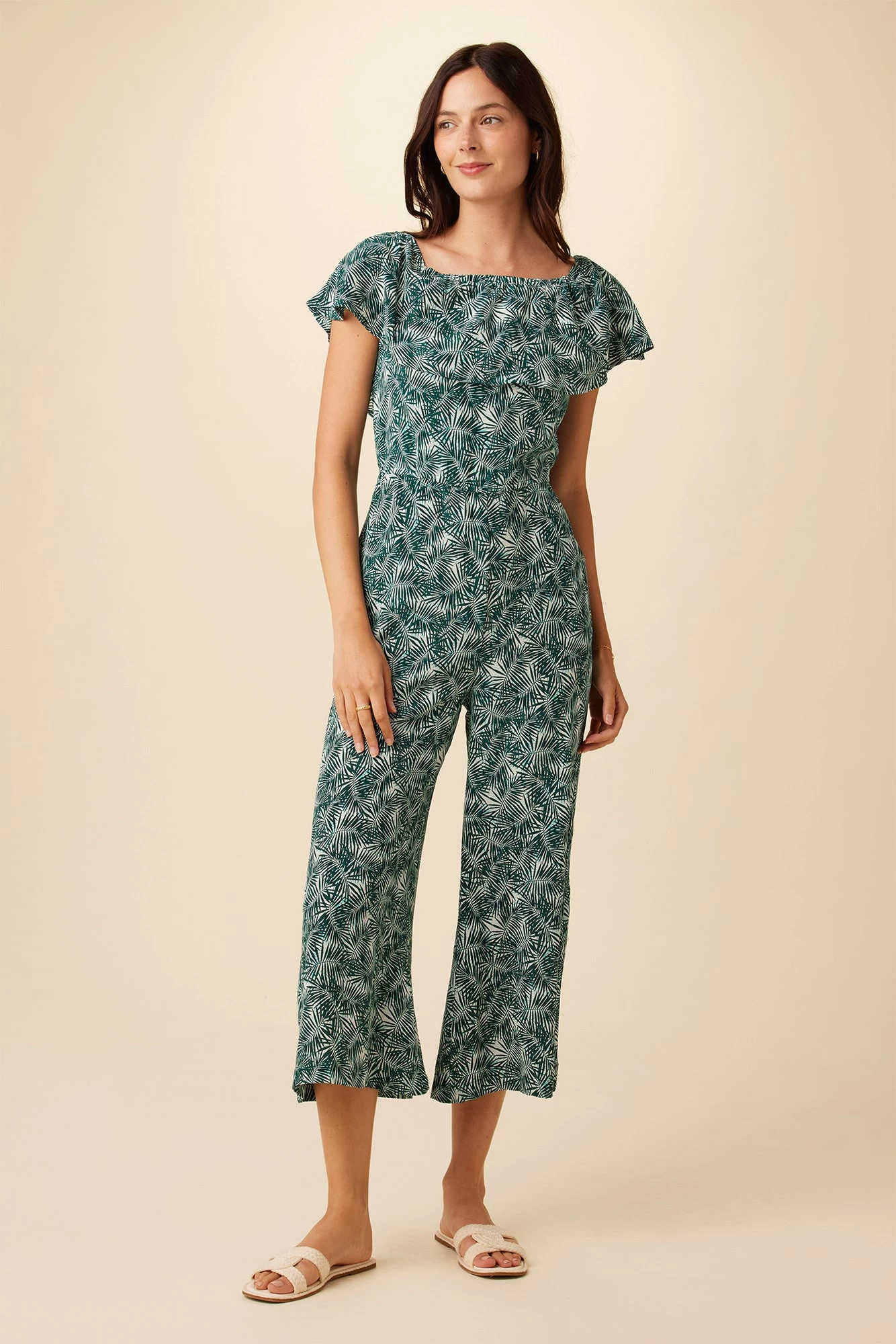 Lucia Washable Silk Jumpsuit - Green Palm 1 Lucia Washable Silk Jumpsuit - Green Palm