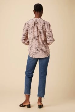 Charlotte 3/4 Sleeve Washable Silk Blouse - Valencia Dot Pink -Vibe Wardrobe Shop 07 10140 Charlotte Silk Valencia Dot 3