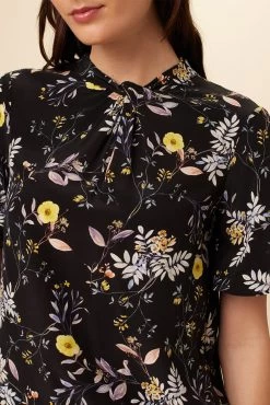 Seville Washable Silk Blouse - French Jardin Black -Vibe Wardrobe Shop 0806 Seville French Jardin Black 4