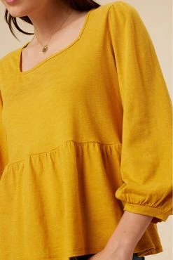 Blake Cotton Slub Blouse - Sunflower -Vibe Wardrobe Shop 0808R1 Blake Sunflower 4