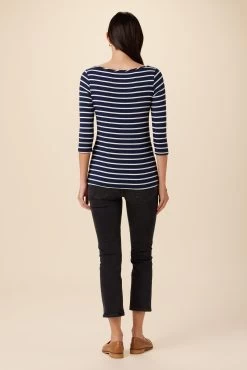 Francoise 3/4 Sleeve Dream Knit Tee - Basque Stripe -Vibe Wardrobe Shop 1005 34 Slv Francoise Basque Stripe 3