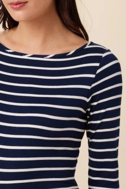 Francoise 3/4 Sleeve Dream Knit Tee - Basque Stripe -Vibe Wardrobe Shop 1005 34 Slv Francoise Basque Stripe 4