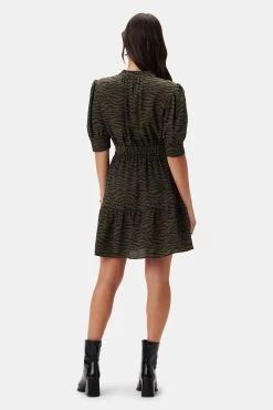 Malta Washable Silk Dress - Zebra Green Black 6 Malta Washable Silk Dress - Zebra Green Black -Vibe Wardrobe Shop 10072 Malta Silk Zebra Green Black 3