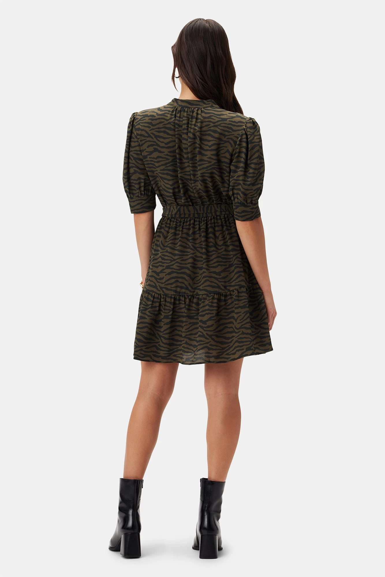 Malta Washable Silk Dress - Zebra Green Black 3 Malta Washable Silk Dress - Zebra Green Black - Image 3