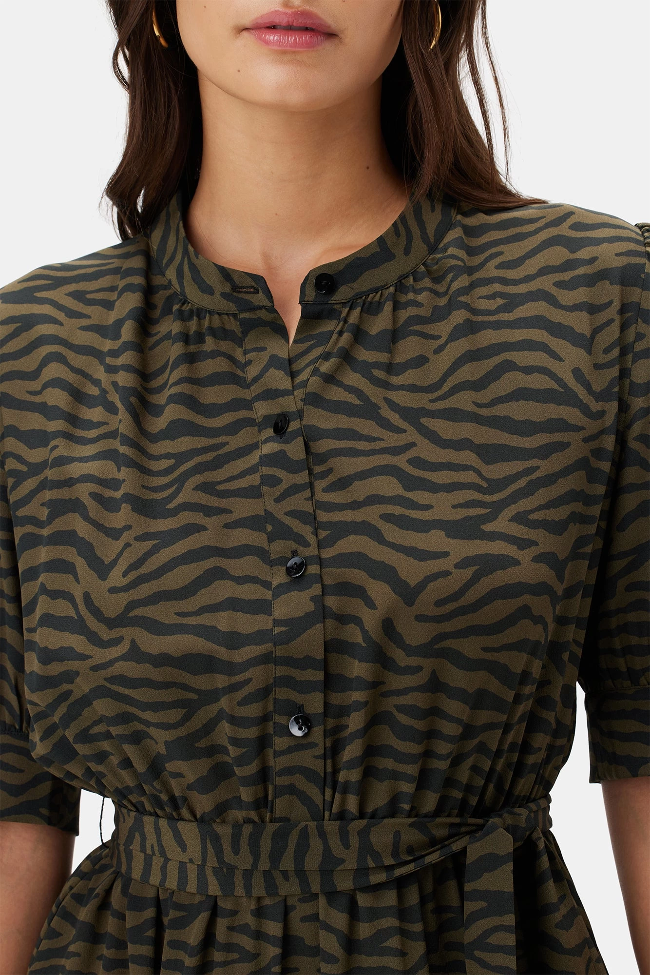 Malta Washable Silk Dress - Zebra Green Black 4 Malta Washable Silk Dress - Zebra Green Black - Image 4